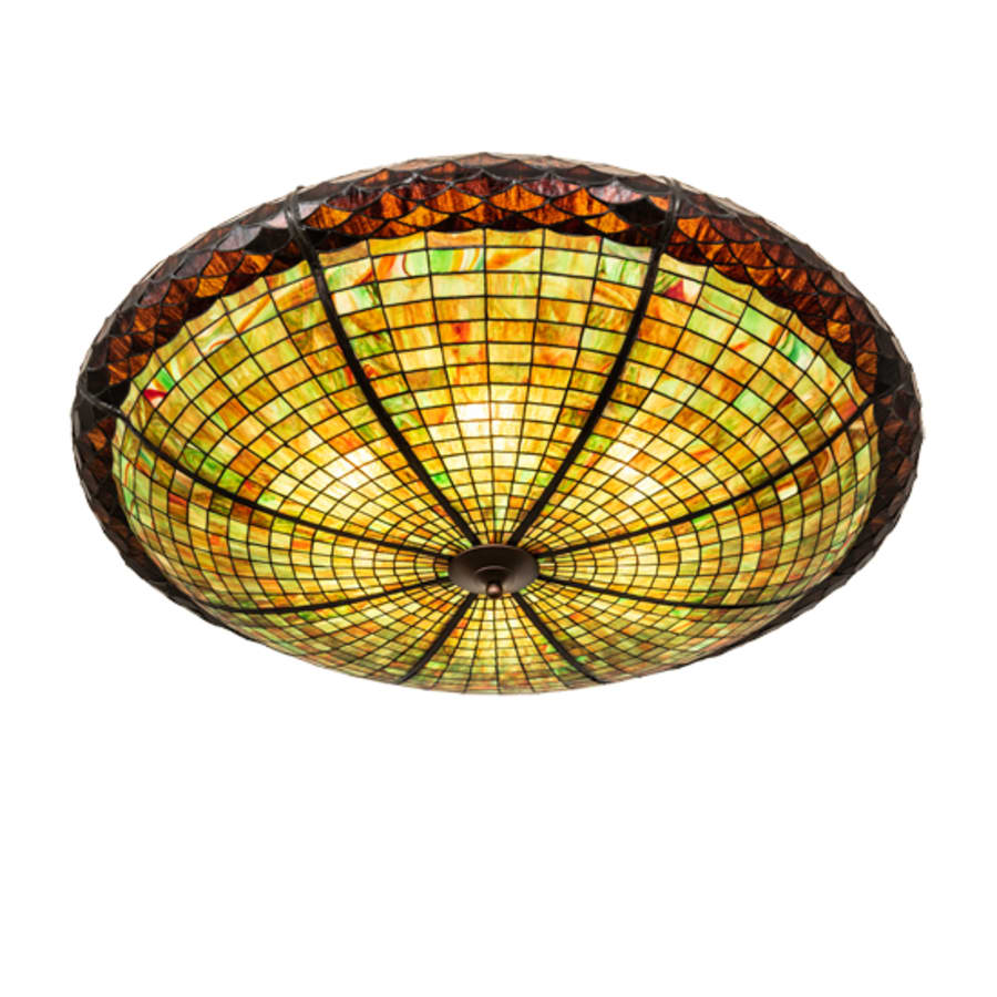 Meyda Tiffany Greenbriar Oak 6 Light 48" Wide Semi-Flush Bowl Ceiling Fixture
