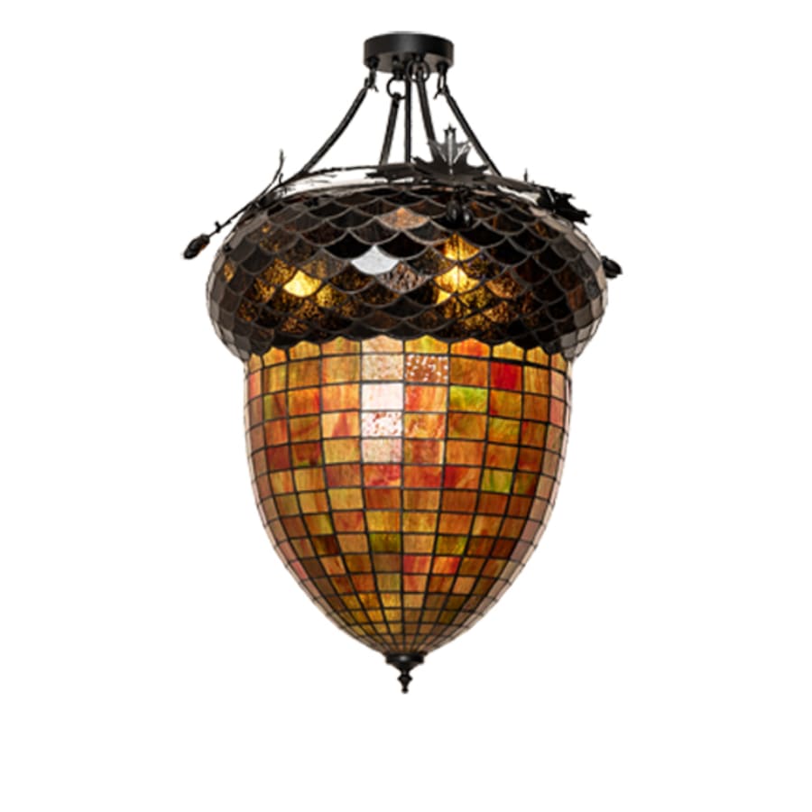 Meyda Tiffany Greenbriar Oak 3 Light 22" Wide Semi-Flush Ceiling Fixture