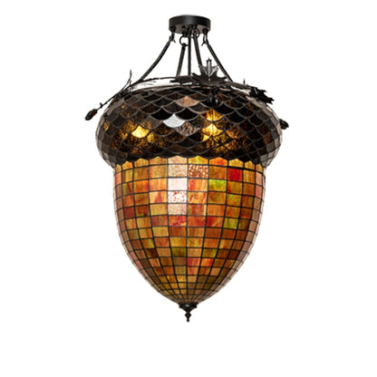 Meyda Tiffany Greenbriar Oak 3 Light 22" Wide Semi-Flush Ceiling Fixture