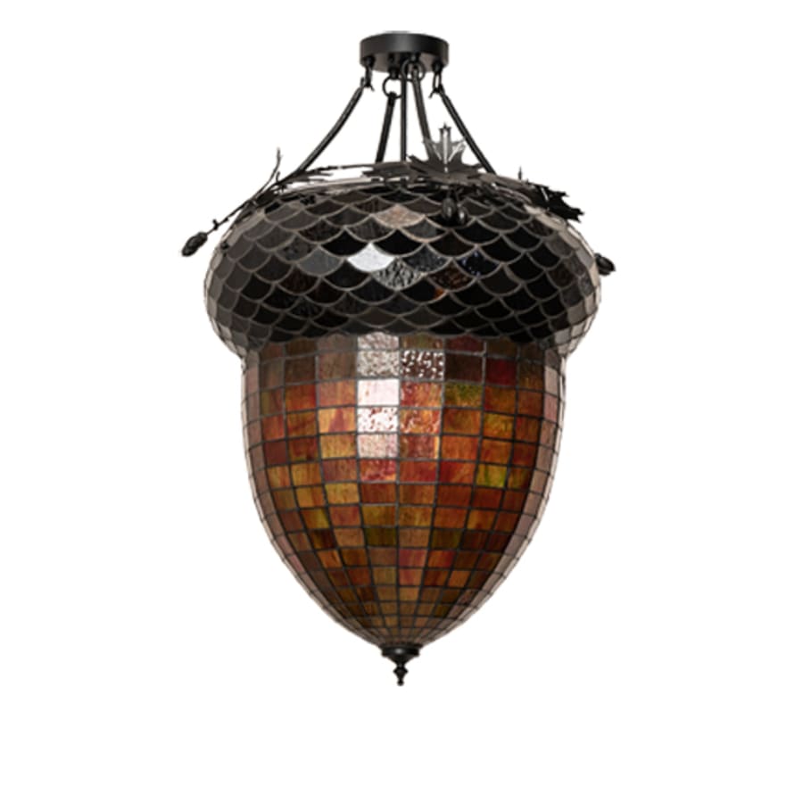 Meyda Tiffany Greenbriar Oak 3 Light 22" Wide Semi-Flush Ceiling Fixture