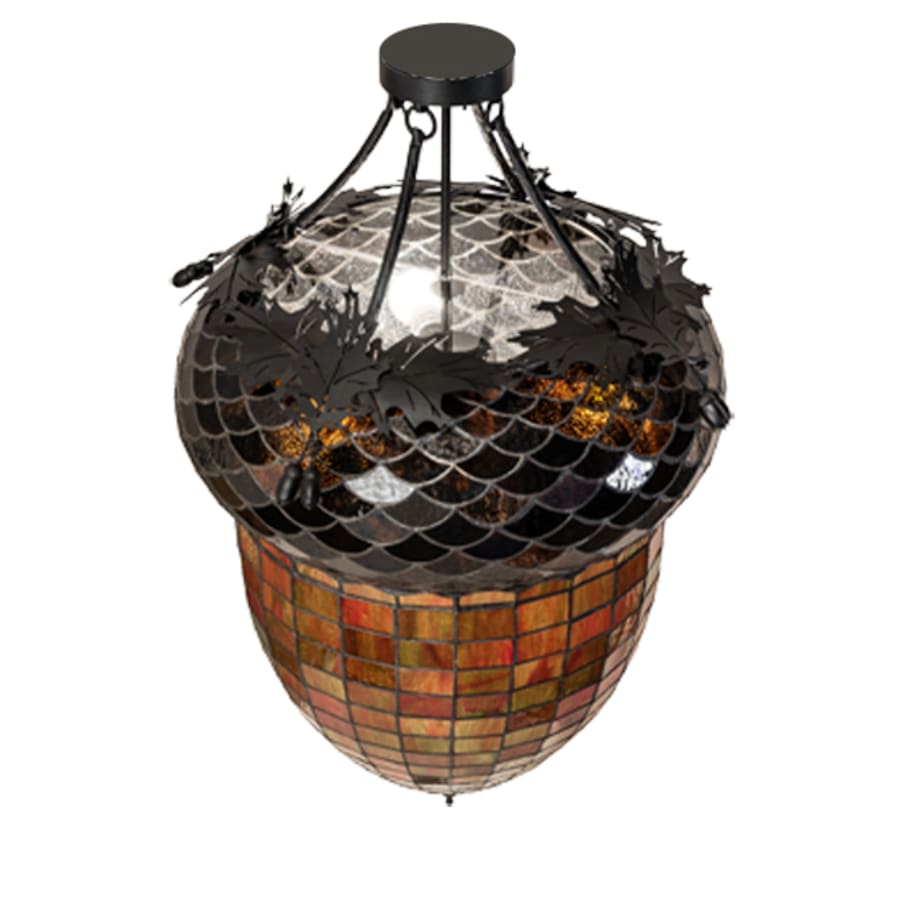 Meyda Tiffany Greenbriar Oak 3 Light 22" Wide Semi-Flush Ceiling Fixture