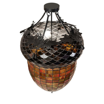 Meyda Tiffany Greenbriar Oak 3 Light 22" Wide Semi-Flush Ceiling Fixture
