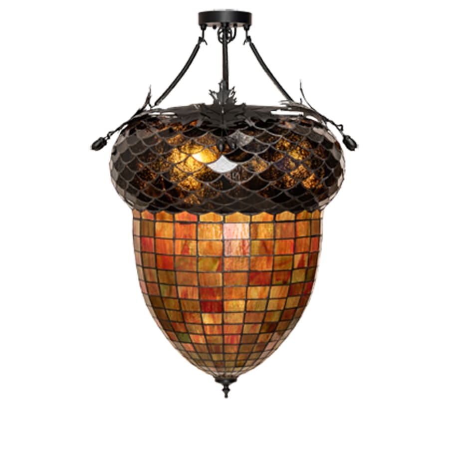 Meyda Tiffany Greenbriar Oak 3 Light 22" Wide Semi-Flush Ceiling Fixture