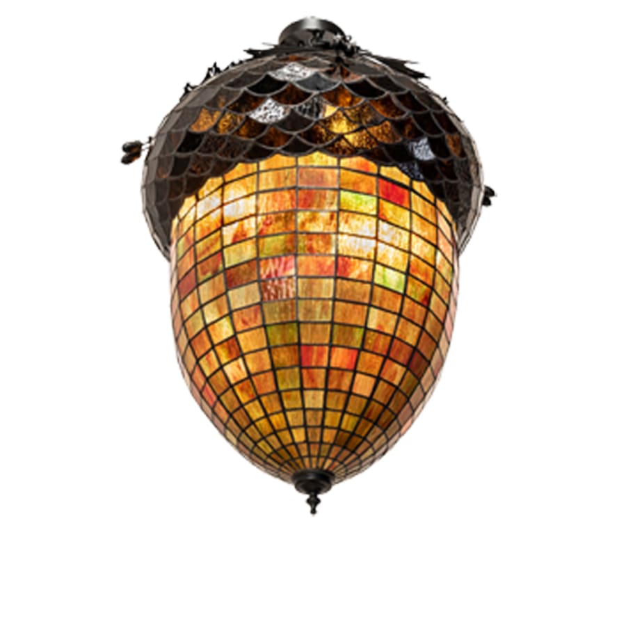 Meyda Tiffany Greenbriar Oak 3 Light 22" Wide Semi-Flush Ceiling Fixture