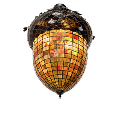 Meyda Tiffany Greenbriar Oak 3 Light 22" Wide Semi-Flush Ceiling Fixture