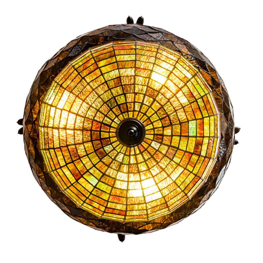 Meyda Tiffany Greenbriar Oak 3 Light 22" Wide Semi-Flush Ceiling Fixture