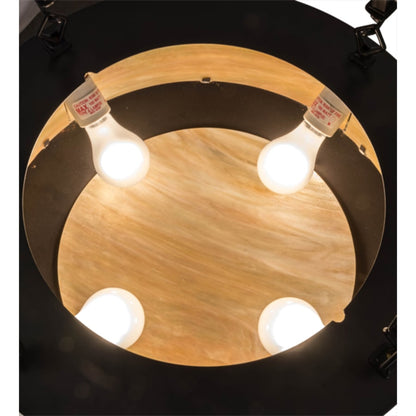 Meyda Tiffany Pomona 4 Light 18" Wide Semi-Flush Drum Ceiling Fixture with Iridized Glass Shade - Craftsman Brown Finish