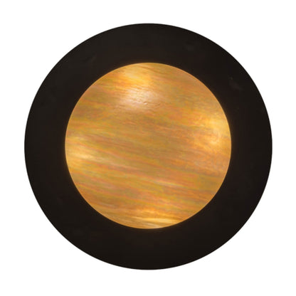 Meyda Tiffany Pomona 4 Light 18" Wide Semi-Flush Drum Ceiling Fixture with Iridized Glass Shade - Craftsman Brown Finish