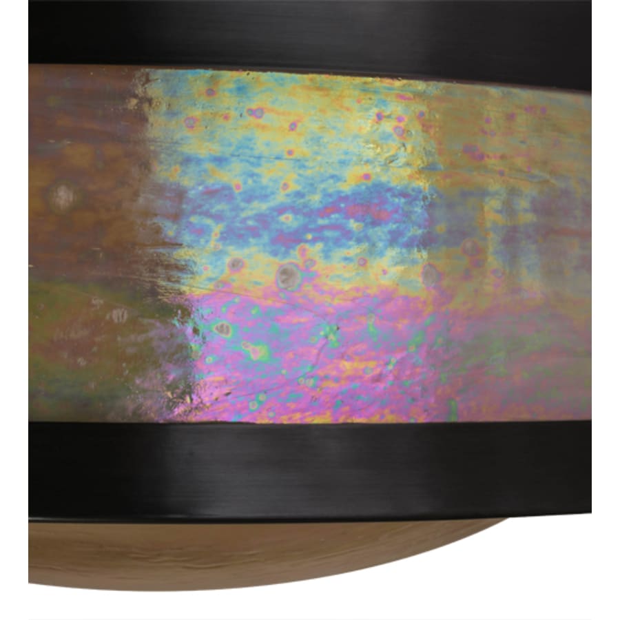 Meyda Tiffany Pomona 4 Light 18" Wide Semi-Flush Drum Ceiling Fixture with Iridized Glass Shade - Craftsman Brown Finish