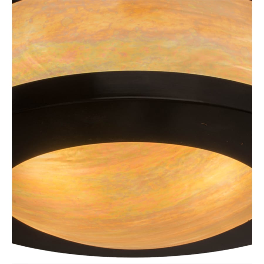 Meyda Tiffany Pomona 4 Light 18" Wide Semi-Flush Drum Ceiling Fixture with Iridized Glass Shade - Craftsman Brown Finish