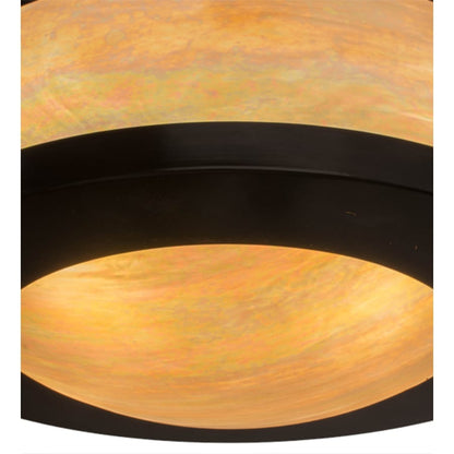Meyda Tiffany Pomona 4 Light 18" Wide Semi-Flush Drum Ceiling Fixture with Iridized Glass Shade - Craftsman Brown Finish