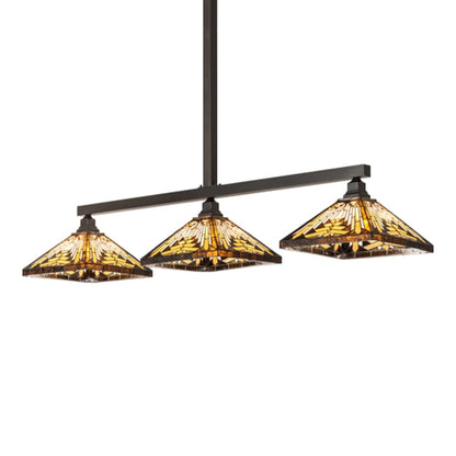 Meyda Tiffany 3 Light 63" Wide Linear Pendant