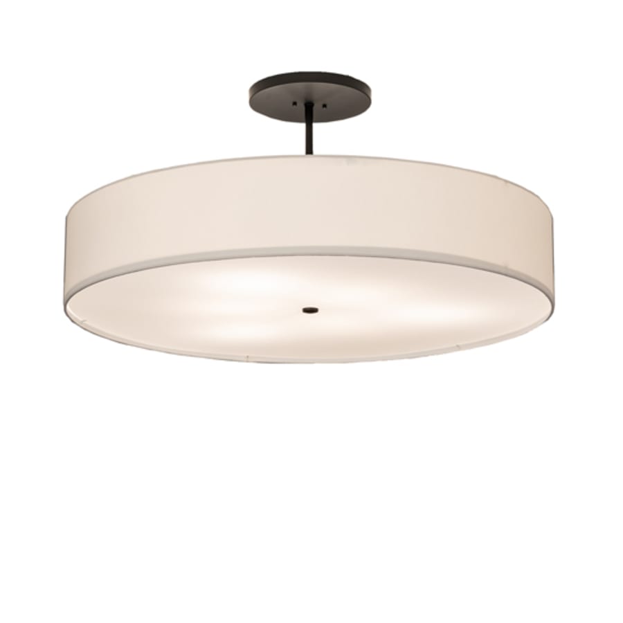 Meyda Tiffany Cilindro 6 Light 42" Wide Semi-Flush Drum Ceiling Fixture with White Shade - Bronze Finish