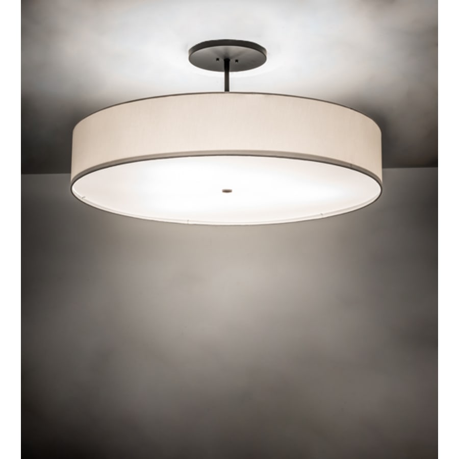 Meyda Tiffany Cilindro 6 Light 42" Wide Semi-Flush Drum Ceiling Fixture with White Shade - Bronze Finish