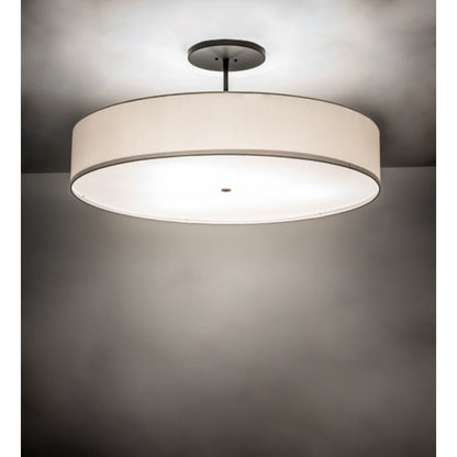 Meyda Tiffany Cilindro 6 Light 42" Wide Semi-Flush Drum Ceiling Fixture with White Shade - Bronze Finish