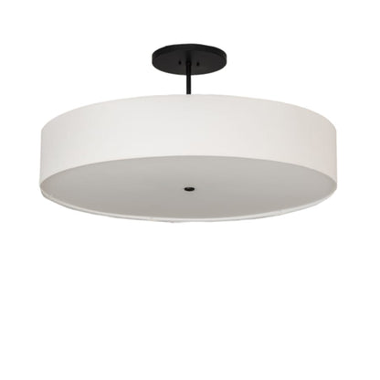 Meyda Tiffany Cilindro 6 Light 42" Wide Semi-Flush Drum Ceiling Fixture with White Shade - Bronze Finish