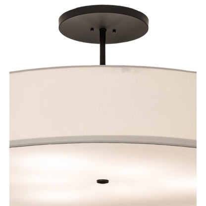 Meyda Tiffany Cilindro 6 Light 42" Wide Semi-Flush Drum Ceiling Fixture with White Shade - Bronze Finish