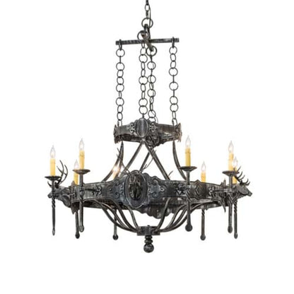 Meyda Tiffany Stag 8 Light 40" Wide Taper Candle Style Chandelier