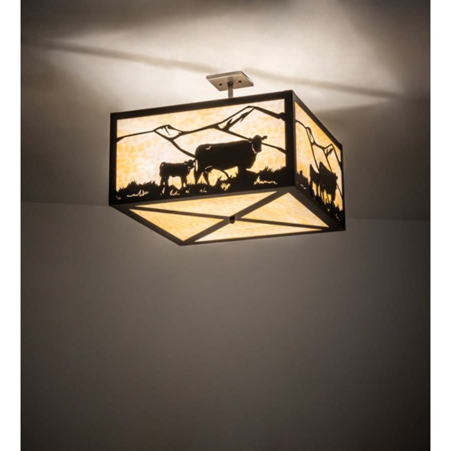 Meyda Tiffany Calf and Cow 4 Light 34" Wide Semi-Flush Square Ceiling Fixture