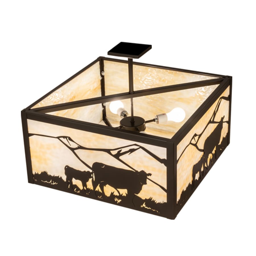 Meyda Tiffany Calf and Cow 4 Light 34" Wide Semi-Flush Square Ceiling Fixture