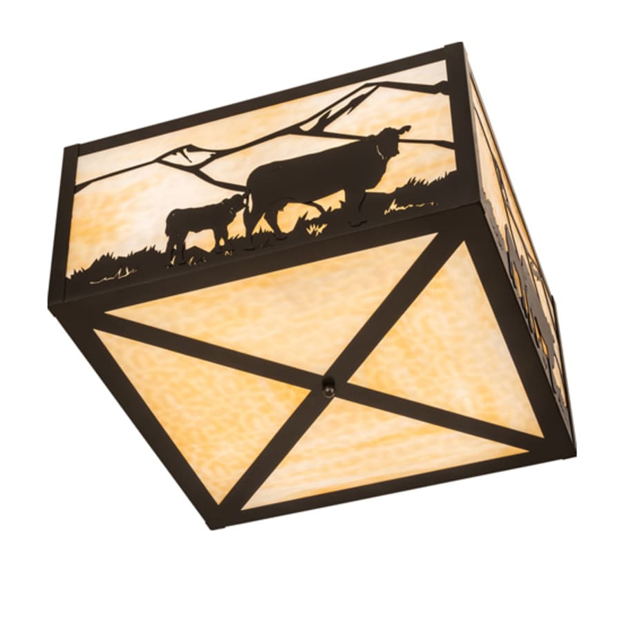 Meyda Tiffany Calf and Cow 4 Light 34" Wide Semi-Flush Square Ceiling Fixture