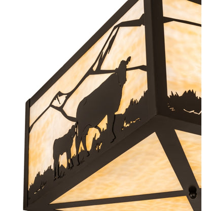 Meyda Tiffany Calf and Cow 4 Light 34" Wide Semi-Flush Square Ceiling Fixture