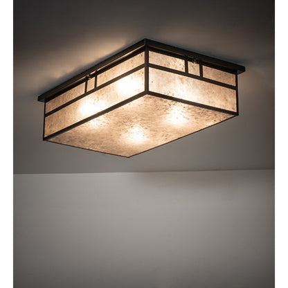Meyda Tiffany Hyde Park Double Bar Mission 4 Light 36" Wide Flush Mount Ceiling Fixture