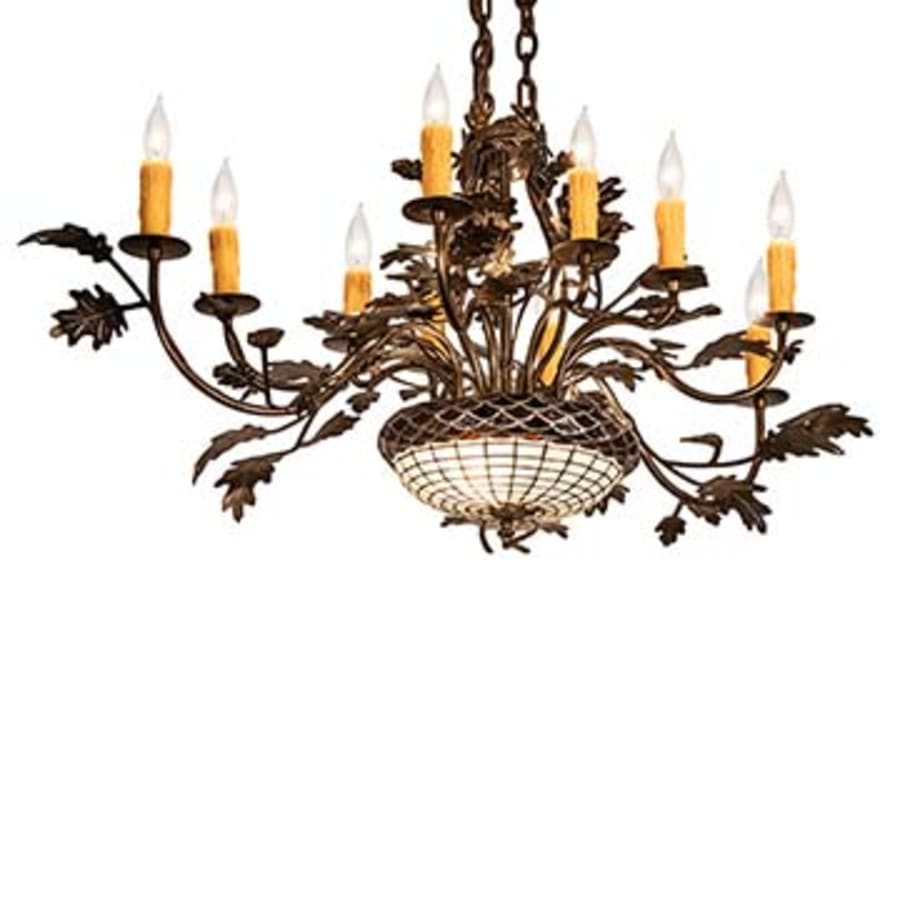 Meyda Tiffany Long Greenbriar Oak 10 Light 24" Wide Taper Candle Style Chandelier