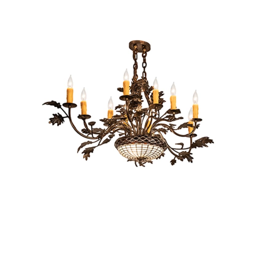 Meyda Tiffany Long Greenbriar Oak 10 Light 24" Wide Taper Candle Style Chandelier