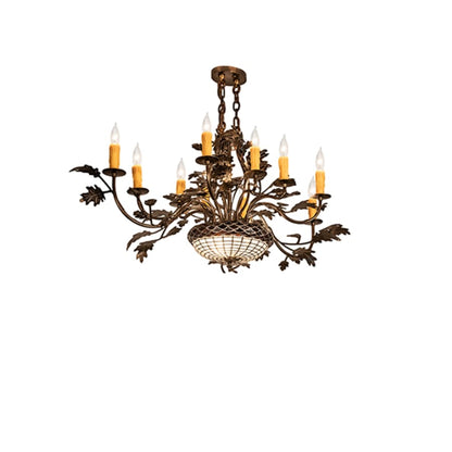 Meyda Tiffany Long Greenbriar Oak 10 Light 24" Wide Taper Candle Style Chandelier