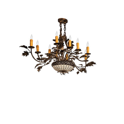 Meyda Tiffany Long Greenbriar Oak 10 Light 24" Wide Taper Candle Style Chandelier