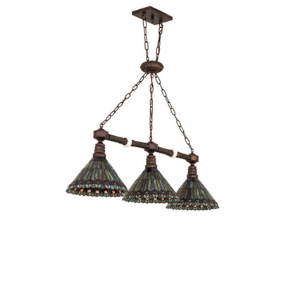 Meyda Tiffany 3 Light 45" Wide Linear Pendant