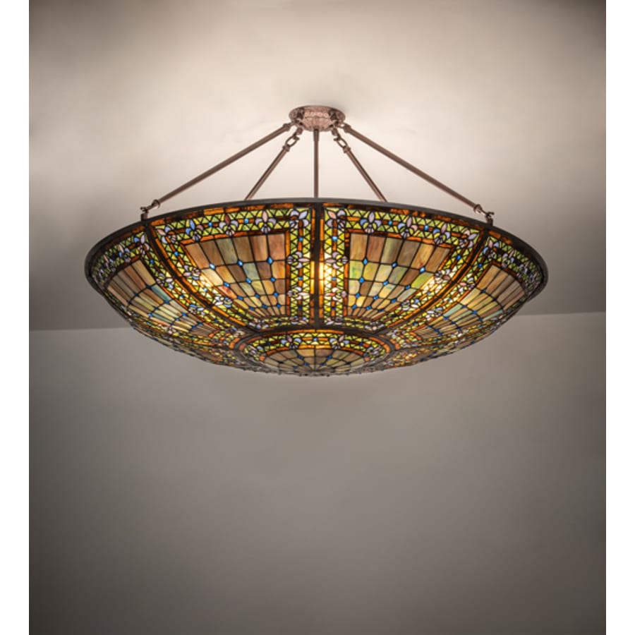 Meyda Tiffany Fleur-de-lis 8 Light 40" Wide Semi-Flush Bowl Ceiling Fixture - Mahogany Bronze Finish