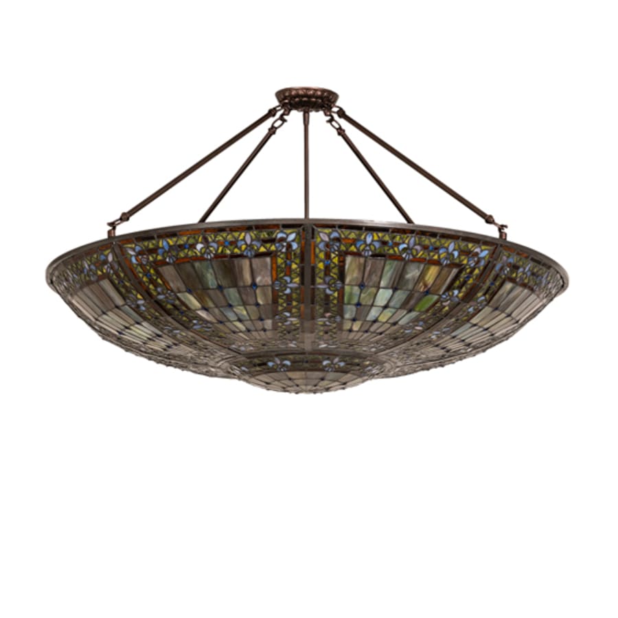 Meyda Tiffany Fleur-de-lis 8 Light 40" Wide Semi-Flush Bowl Ceiling Fixture - Mahogany Bronze Finish