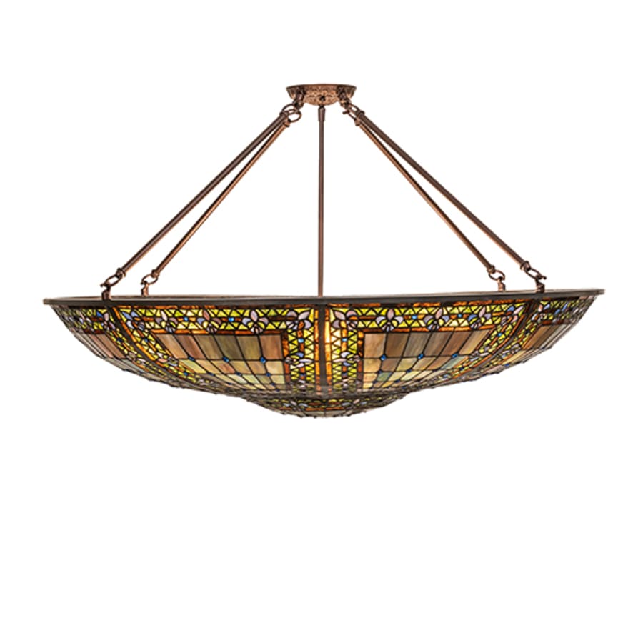Meyda Tiffany Fleur-de-lis 8 Light 40" Wide Semi-Flush Bowl Ceiling Fixture - Mahogany Bronze Finish