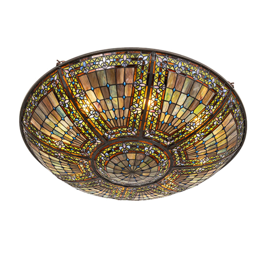 Meyda Tiffany Fleur-de-lis 8 Light 40" Wide Semi-Flush Bowl Ceiling Fixture - Mahogany Bronze Finish