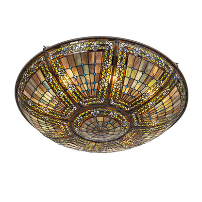 Meyda Tiffany Fleur-de-lis 8 Light 40" Wide Semi-Flush Bowl Ceiling Fixture - Mahogany Bronze Finish
