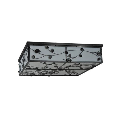 Meyda Tiffany Ivy 8 Light 51" Wide Flush Mount Square Ceiling Fixture - Textured Black Finish - Medium Bulb Base