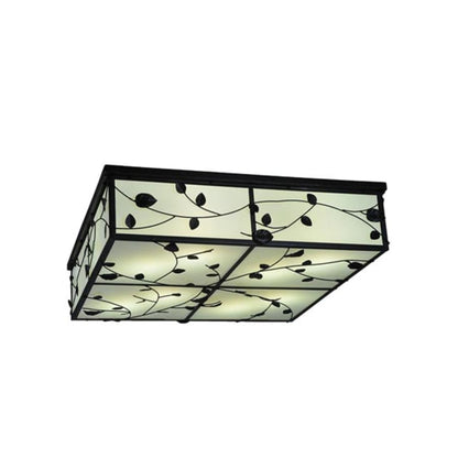 Meyda Tiffany Ivy 8 Light 51" Wide Flush Mount Square Ceiling Fixture - Textured Black Finish - Medium Bulb Base