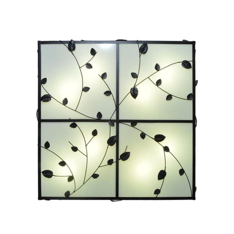 Meyda Tiffany Ivy 8 Light 51" Wide Flush Mount Square Ceiling Fixture - Textured Black Finish - Medium Bulb Base