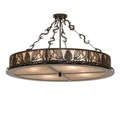 Meyda Tiffany Mountain Pine 4 Light 36" Wide Semi-Flush Drum Ceiling Fixture - Timeless Bronze Finish