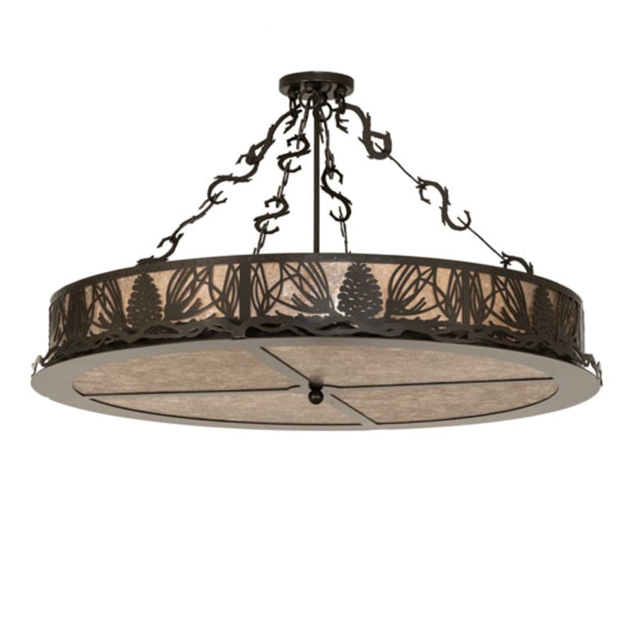 Meyda Tiffany Mountain Pine 4 Light 36" Wide Semi-Flush Drum Ceiling Fixture - Timeless Bronze Finish