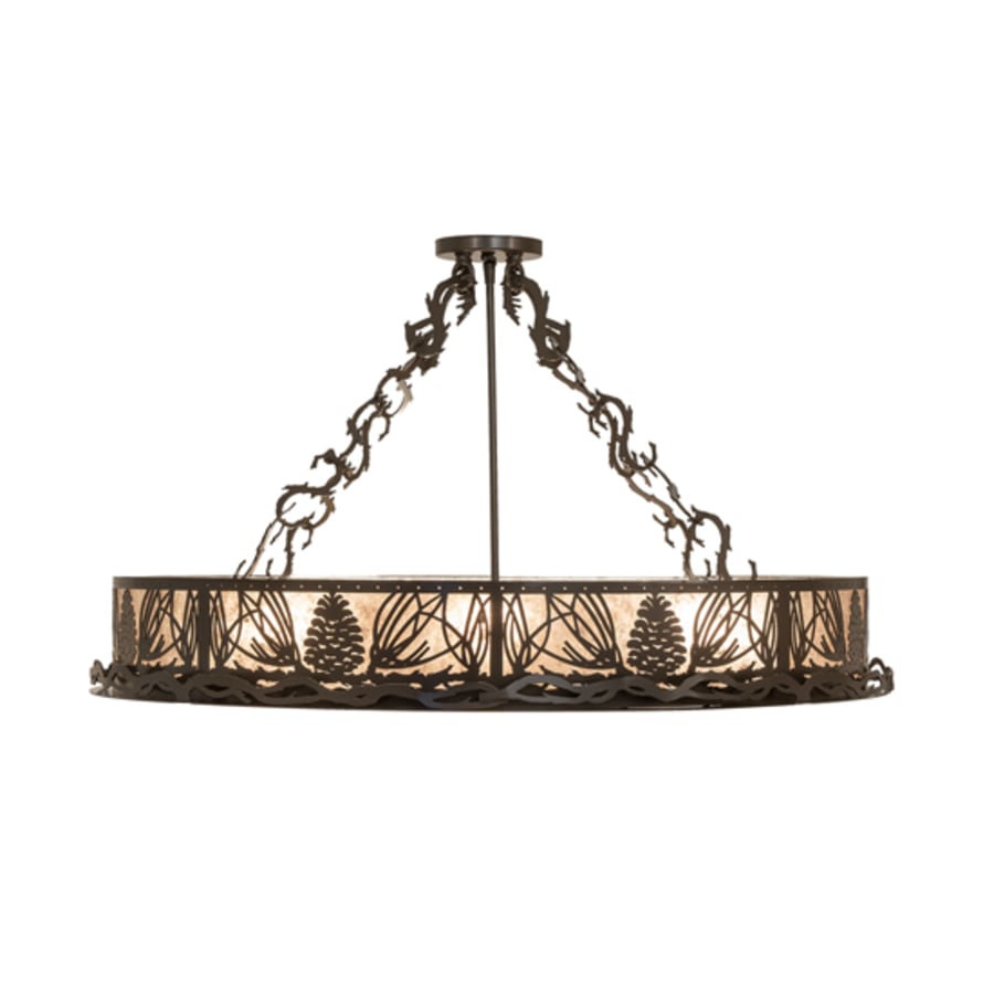Meyda Tiffany Mountain Pine 4 Light 36" Wide Semi-Flush Drum Ceiling Fixture - Timeless Bronze Finish