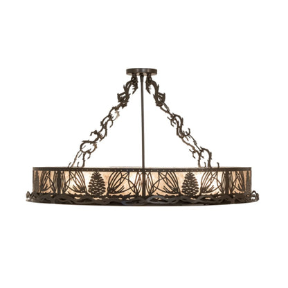Meyda Tiffany Mountain Pine 4 Light 36" Wide Semi-Flush Drum Ceiling Fixture - Timeless Bronze Finish