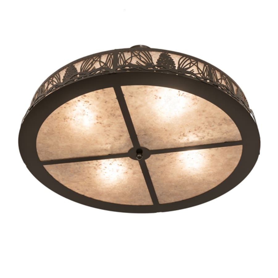 Meyda Tiffany Mountain Pine 4 Light 36" Wide Semi-Flush Drum Ceiling Fixture - Timeless Bronze Finish