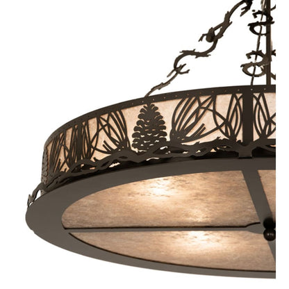 Meyda Tiffany Mountain Pine 4 Light 36" Wide Semi-Flush Drum Ceiling Fixture - Timeless Bronze Finish