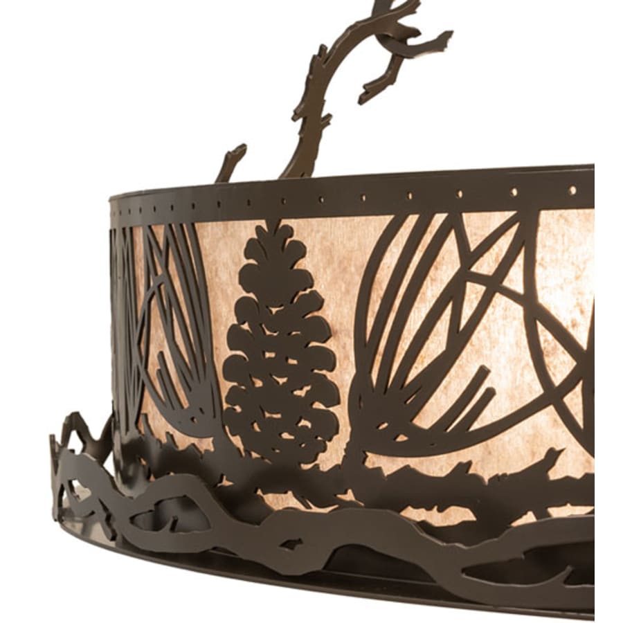 Meyda Tiffany Mountain Pine 4 Light 36" Wide Semi-Flush Drum Ceiling Fixture - Timeless Bronze Finish
