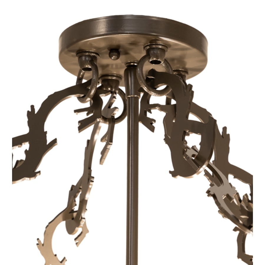 Meyda Tiffany Mountain Pine 4 Light 36" Wide Semi-Flush Drum Ceiling Fixture - Timeless Bronze Finish