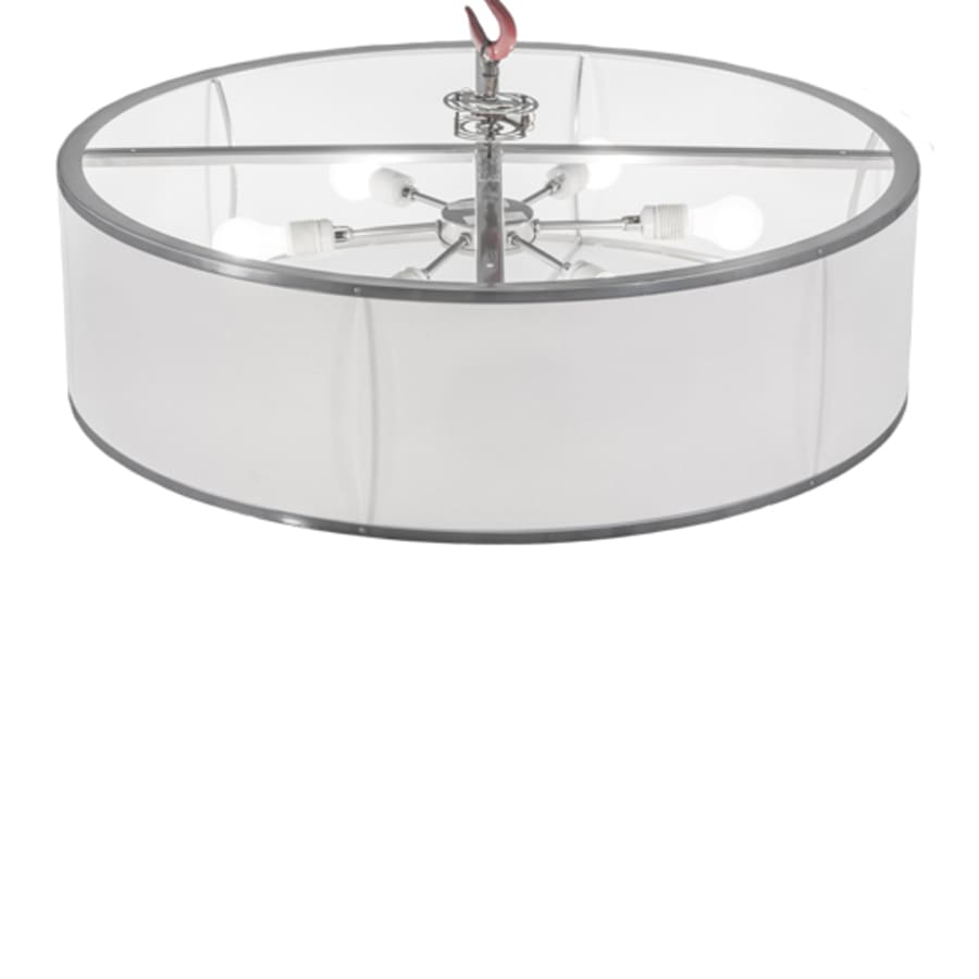 Meyda Tiffany Cilindro 6 Light 36" Wide Semi-Flush Drum Ceiling Fixture - Chrome Finish - Medium Bulb Base