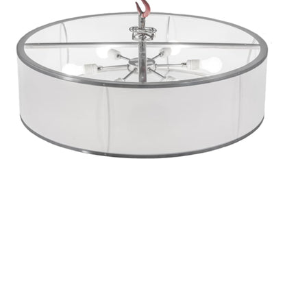 Meyda Tiffany Cilindro 6 Light 36" Wide Semi-Flush Drum Ceiling Fixture - Chrome Finish - Medium Bulb Base